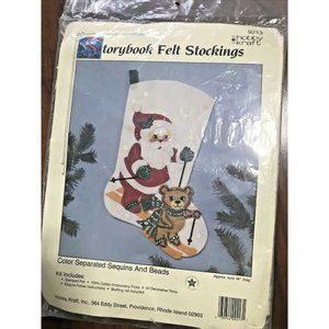 Hobby Kraft Storybook Felt Applique Christmas Stocking Kit #9213 Santa 18"